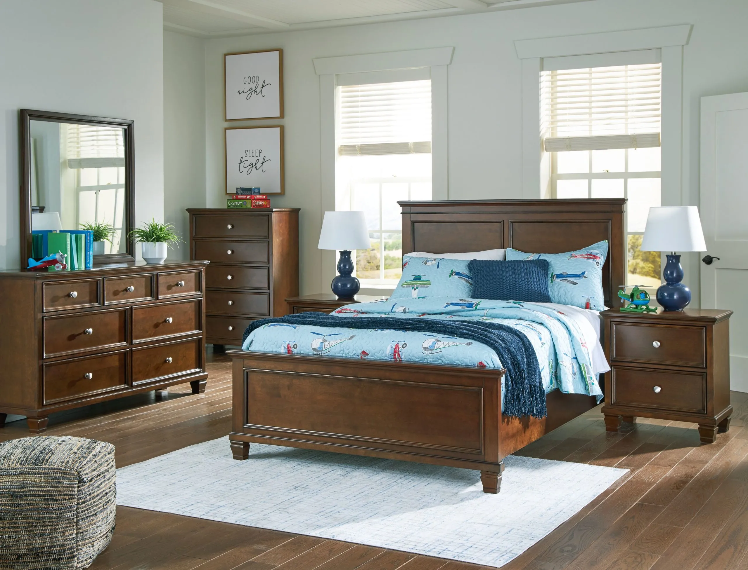 Ashley Furniture Danabrin – Brown – 7 Pc. – Dresser, Mirror, Full Panel Bed, 2 Nightstands